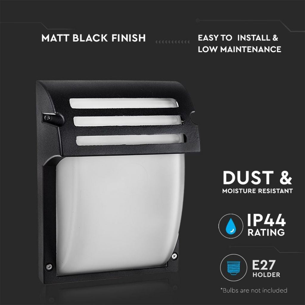 V-TAC Lampada LED da Muro 1XE27 Colore Nero Vetro Satinato IP44 V-TAC Lampada LED da Muro 1XE27 Colore Nero Vetro Satinato IP44